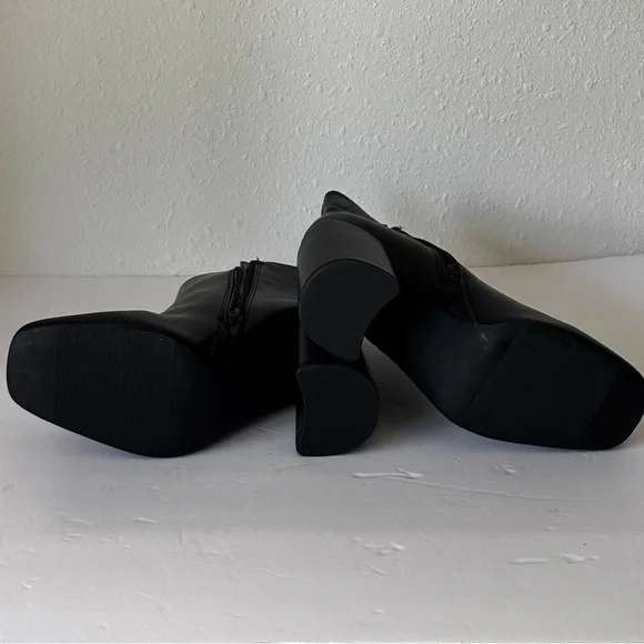 Madden Girl Black Black Square Toe Block Heel Ankle Boots Size 7M - Picture 12 of 12